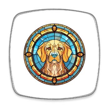 Rajapalayam Dog Breed Stained Glass Colorful Water - Square fridge magnet - white - Front