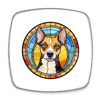 Ratte Terrier Hunderasse Buntes Glas - Viereckiger Kühlschrankmagnet - Weiß - Vorne