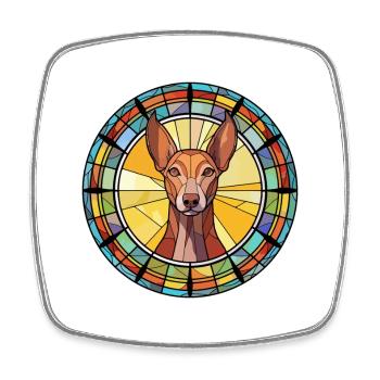 Pharao Hund Hund Rasse Buntes Glas Bunt Wat - Viereckiger Kühlschrankmagnet - Weiß - Vorne