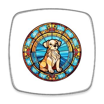 Russe jouet chien race vitrail coloré eau - Magnet carré - blanc - Devant