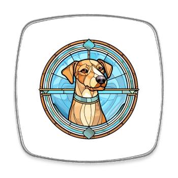 Scandinavian Dog Breed Stained Glass Colorful Wate - Square fridge magnet - white - Front