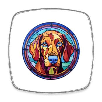 Sapsali Dog Breed Stained Glass Colorful Watercolo - Square fridge magnet - white - Front