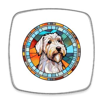 Sealyham Terrier Dog Breed Stained Glass Colorful - Square fridge magnet - white - Front