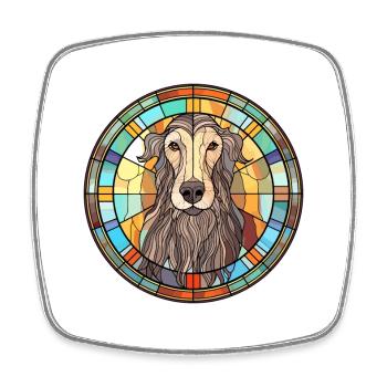 Scottish Deerhound Dog Breed Stained Glass Colorfu - Square fridge magnet - white - Front