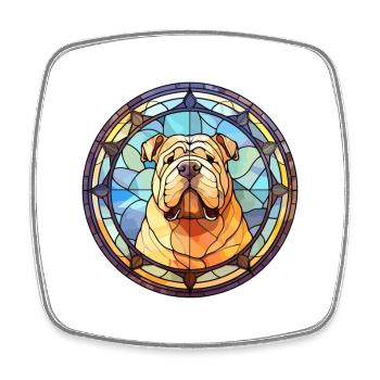 Shar Pei chien race vitrail coloré Watercol - Magnet carré - blanc - Devant
