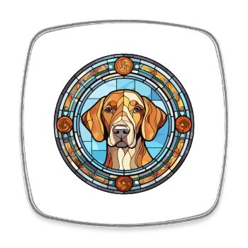 Smalandsstovare Dog Breed Stained Glass Colorful W - Square fridge magnet - white - Front