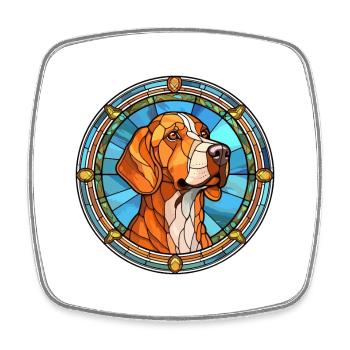 Chien chien chien race vitrail coloré Wa - Magnet carré - blanc - Devant