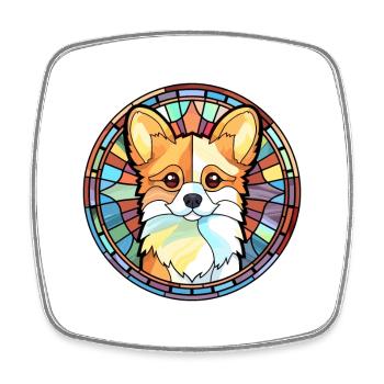 Spitz Hunderasse Buntes Aquarell - Viereckiger Kühlschrankmagnet - Weiß - Vorne