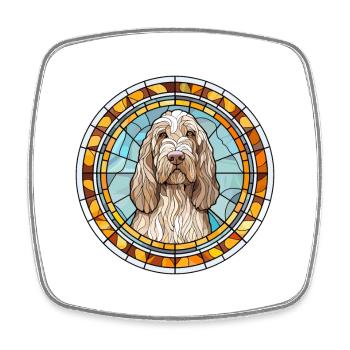Spinone Italiano chien race vitrail coloré - Magnet carré - blanc - Devant