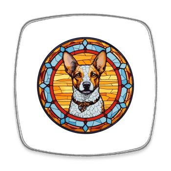St. Miguel Cattle Dog Rasse Buntes Glas Bunt - Viereckiger Kühlschrankmagnet - Weiß - Vorne