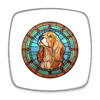 Strellufstover Dog Breed Stained Glass Colorful Wa - Square fridge magnet - white - Front