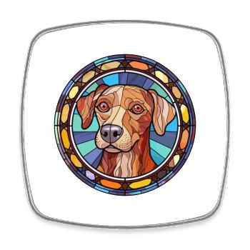 Schillerstovare Dog Breed Stained Glass Colorful W - Square fridge magnet - white - Front