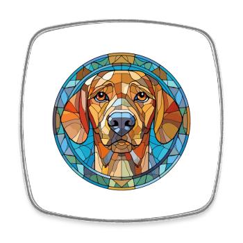 Schweizer Laufhund Hunderasse Buntglas Colorfu - Viereckiger Kühlschrankmagnet - Weiß - Vorne