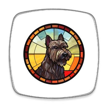 Scottish Terrier chien race vitrail coloré - Magnet carré - blanc - Devant