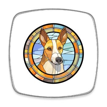 Glatter Collie Hund Rasse Buntes Glas Wat - Viereckiger Kühlschrankmagnet - Weiß - Vorne