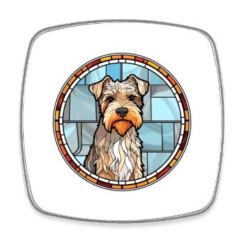 Sporting Lucas Terrier Hunderasse Buntglas Col - Viereckiger Kühlschrankmagnet - Weiß - Vorne