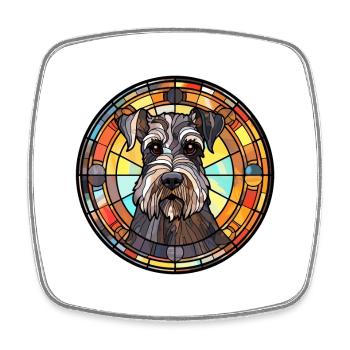 Standard Schnauzer Hunderasse Buntglas Colorfu - Viereckiger Kühlschrankmagnet - Weiß - Vorne