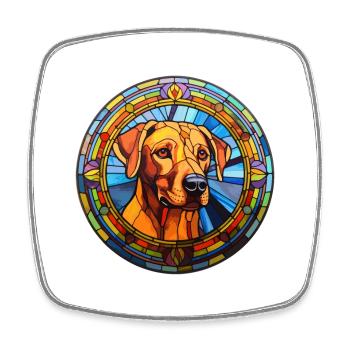 Stephens Cur chien race vitrail coloré Wate - Magnet carré - blanc - Devant