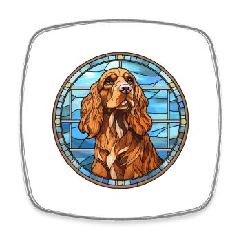 Sussex épagneul chien race vitrail coloré Wa - Magnet carré - blanc - Devant