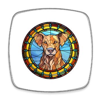 Taigan Dog Breed Stained Glass Colorful Watercolor - Square fridge magnet - white - Front