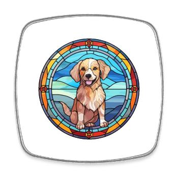 Taigan Kyrgyz Taighany Dog Breed Stained Glass Col - Square fridge magnet - white - Front