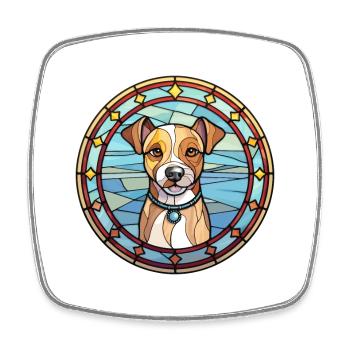 Teddy Roosevelt Terrier chien race vitrail Co - Magnet carré - blanc - Devant