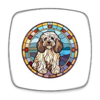 Tibet Terrier Hunderasse Buntes Glas Buntes W - Viereckiger Kühlschrankmagnet - Weiß - Vorne