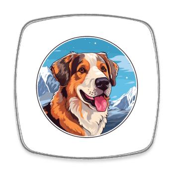 Akbash Hunderasse Karikatur Kawaii Aquarell - Viereckiger Kühlschrankmagnet - Weiß - Vorne