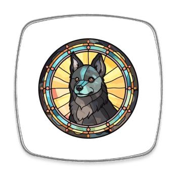 Schipperke Hunderasse Buntes Glas Buntes Wasser - Viereckiger Kühlschrankmagnet - Weiß - Vorne