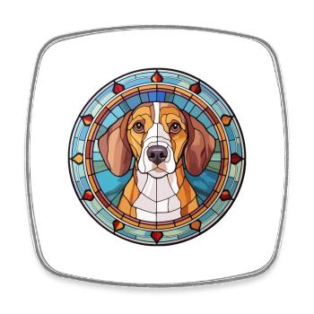 Serbischer dreifarbiger Jagdhund Rasse Buntglas C - Viereckiger Kühlschrankmagnet - Weiß - Vorne