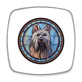 Skye Terrier chien race vitrail coloré Wate - Magnet carré - blanc - Devant
