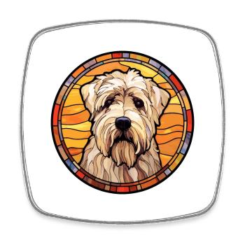 Soft Coated Wheaten Terrier Dog Breed Stained Glas - Square fridge magnet - white - Front