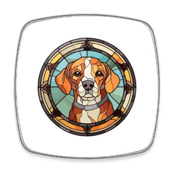 Stabij Dog Breed Stained Glass Colorful Watercolor - Square fridge magnet - white - Front