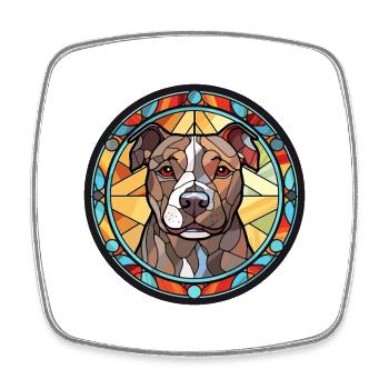 Staffordshire Bullterrier Hunderasse Buntglas - Viereckiger Kühlschrankmagnet - Weiß - Vorne