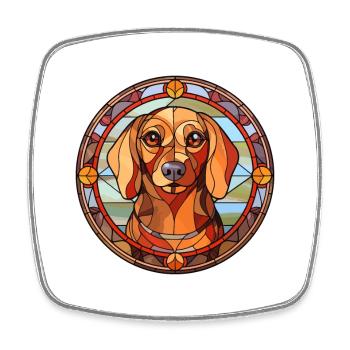 Stichelhaar Dog Breed Stained Glass Colorful Water - Square fridge magnet - white - Front