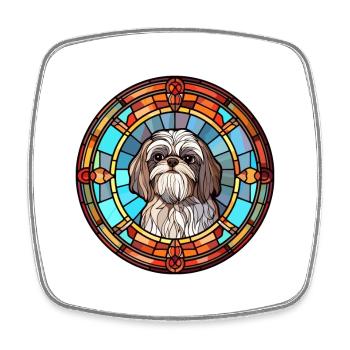 Shih Tzu Dog Breed Stained Glass Colorful Watercol - Square fridge magnet - white - Front