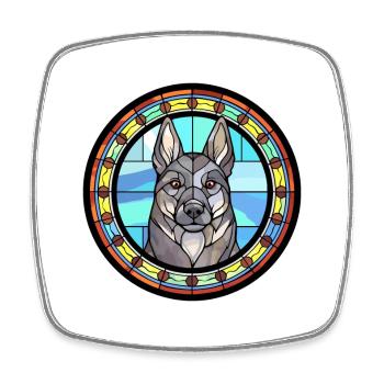 Schwedischer Elchhund Hunderasse Buntes Glas - Viereckiger Kühlschrankmagnet - Weiß - Vorne