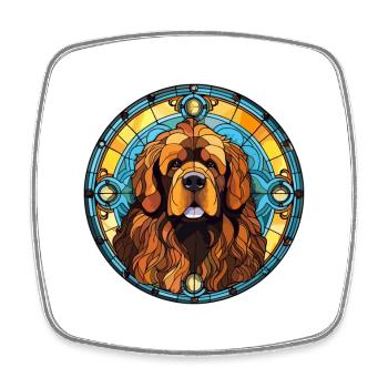 Tibetischer Mastiff Hunderasse Buntes Glas Buntes W - Viereckiger Kühlschrankmagnet - Weiß - Vorne