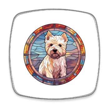 Westie Hunderasse Buntes Glas Buntes Aquarell - Viereckiger Kühlschrankmagnet - Weiß - Vorne