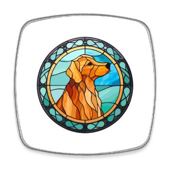 Schweizer Laufhund Hunderasse Buntglas Bunt Wa - Viereckiger Kühlschrankmagnet - Weiß - Vorne