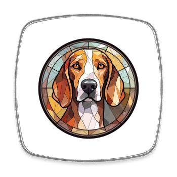 Treeing Walker Coonhound Dog Breed Stained Glass C - Square fridge magnet - white - Front