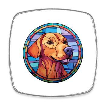 Volpino Italiano chien race vitrail coloré - Magnet carré - blanc - Devant
