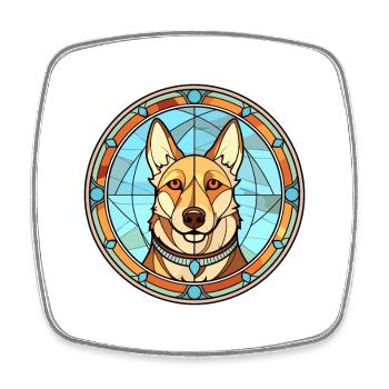 Westsibirische Laika-Hunderasse Buntglasfarbe - Viereckiger Kühlschrankmagnet - Weiß - Vorne