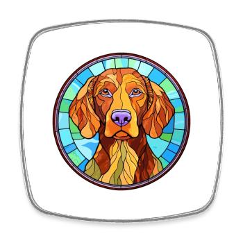 Vizsla chien à poil dur race vitrail coloré - Magnet carré - blanc - Devant
