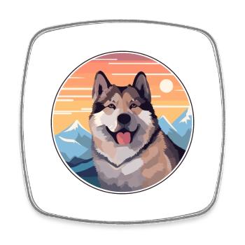 Akita Hunderasse Karikatur Kawaii Aquarell - Viereckiger Kühlschrankmagnet - Weiß - Vorne