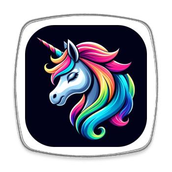 Unicorn Multicolored Mane Horn - Square fridge magnet - white - Front