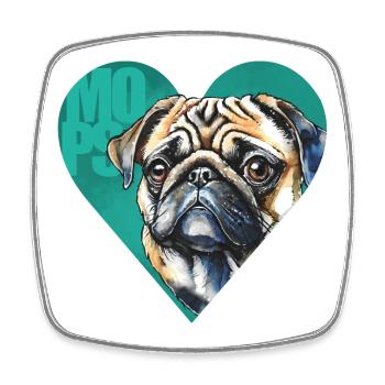 Mops Portrait - Viereckiger Kühlschrankmagnet - Weiß - Vorne