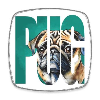 Mops Portrait - Viereckiger Kühlschrankmagnet - Weiß - Vorne