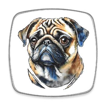 Mops Portrait - Viereckiger Kühlschrankmagnet - Weiß - Vorne