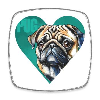 Mops Portrait - Viereckiger Kühlschrankmagnet - Weiß - Vorne